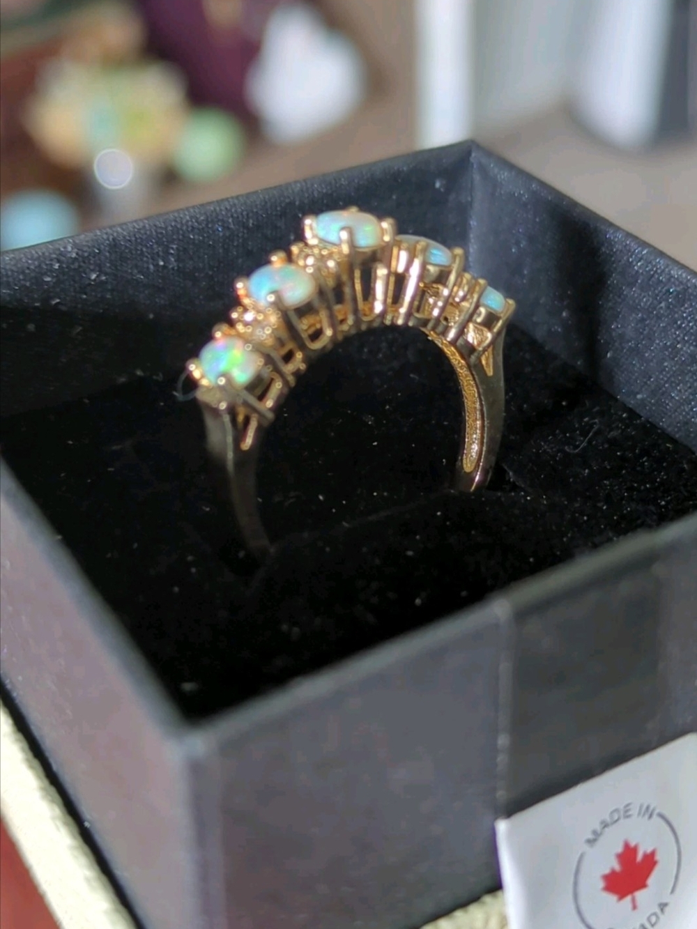 😍 Effy BH 14k YG Natural Opal Diamond Ring 3.4 grams  - sz 6.75  *GIA - Picture 5 of 12